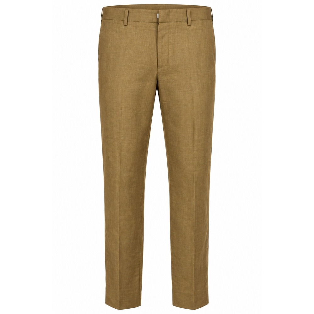 HM Premium Selection Men 40R Slim Fit Natural Linen Trousers Brown Tan NWT